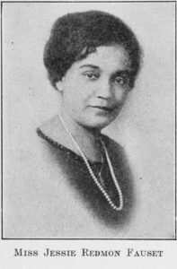 Black and white portrait of author, Miss Jessie Redmon Fauset