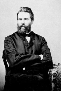 Black and white portrait of author Herman Melville.