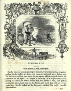 The first page of 'The Little Philosopher'. Contains an opening image of a boy with a horse and the first paragraph of the story.
